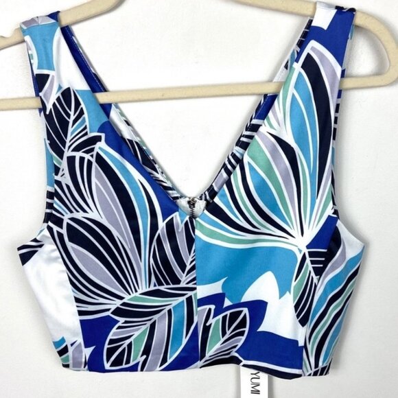 NWT Yumi Kim KnockOut Crop Top Blue V-Neck Retro Size Medium Minimal Mod New M - Picture 3 of 7